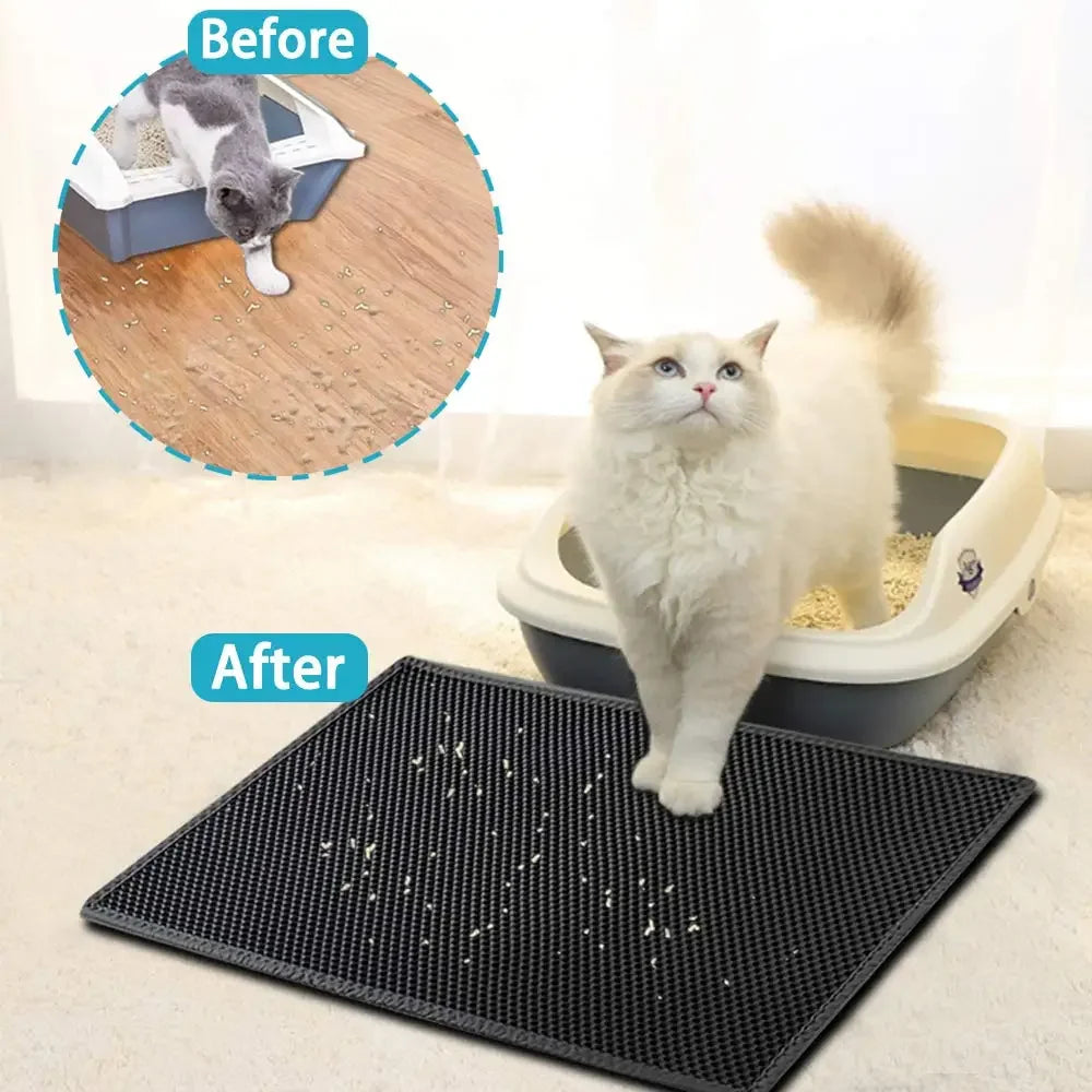Waterproof Double-Layer Cat Litter Mat – Non-Slip, Washable Pet Pad for Clean Floors