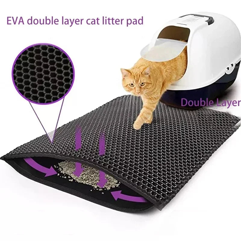 Waterproof Double-Layer Cat Litter Mat – Non-Slip, Washable Pet Pad for Clean Floors